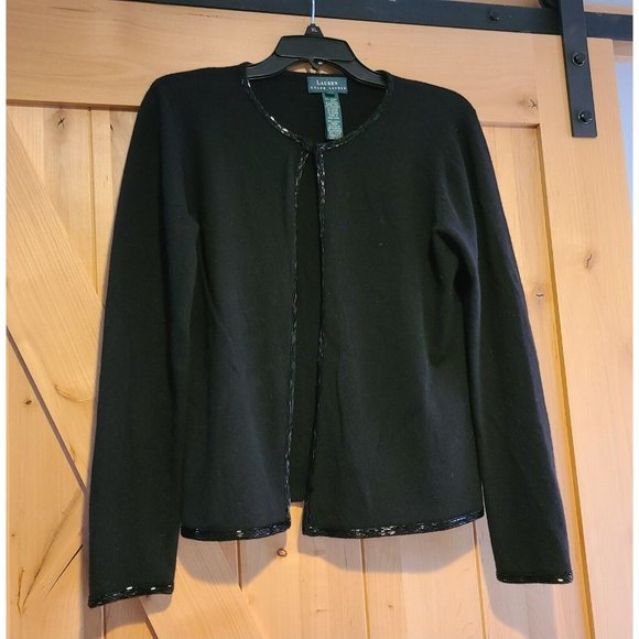 Lauren Ralph Lauren Sweaters - Lauren Ralph Lauren Size M Vintage Black Cashmere Wool Angora Cardigan Beaded